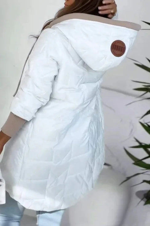 Women's Quilted Long Parka with Drawstring Hem