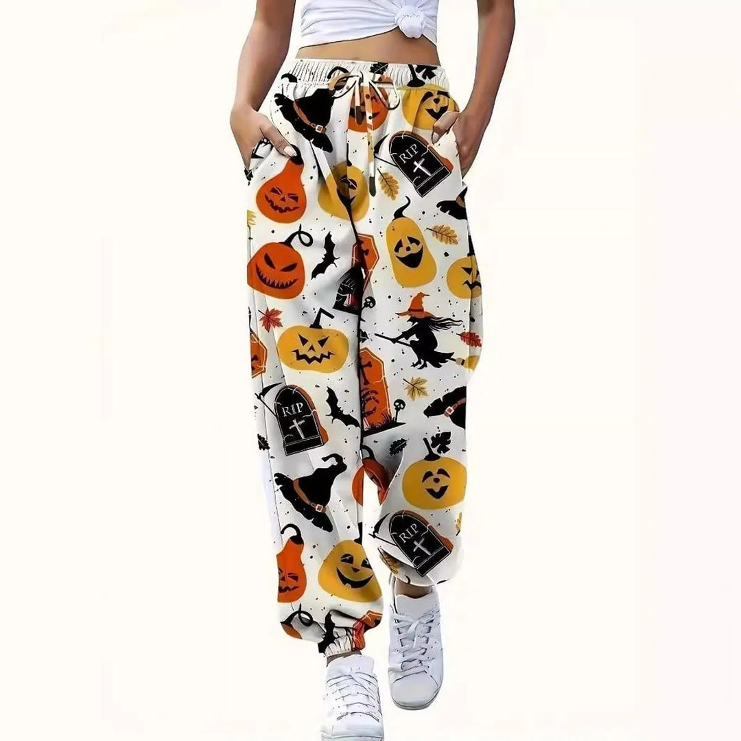 Women's Halloween Graphic Print Joggers with Elastic Waistband