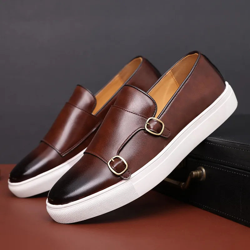 Men's Double Buckle Casual Loafers