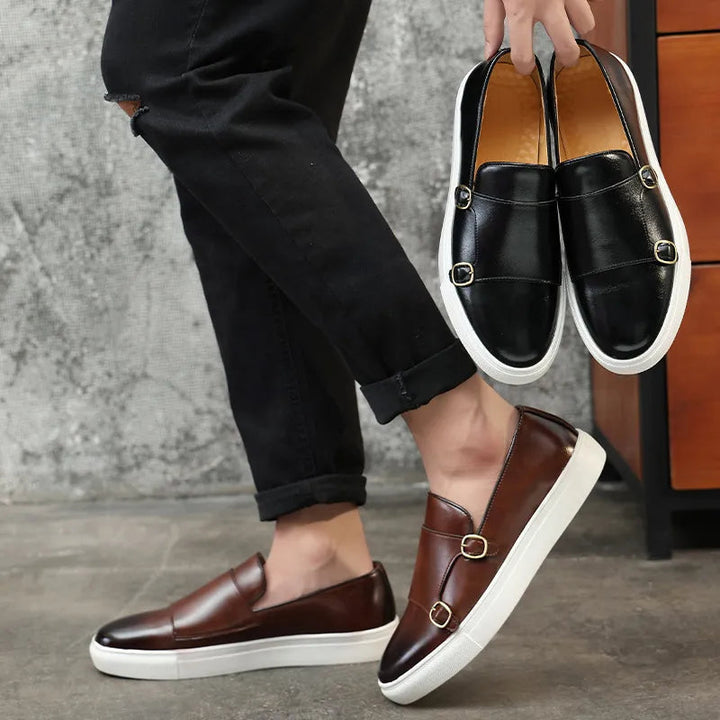 Men's Double Buckle Casual Loafers