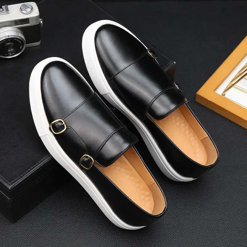 Men's Double Buckle Casual Loafers