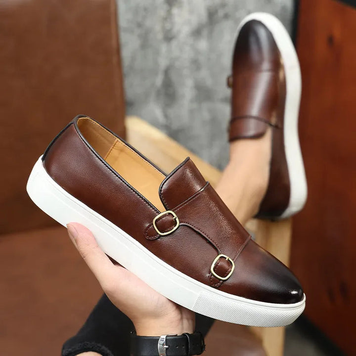 Men's Double Buckle Casual Loafers