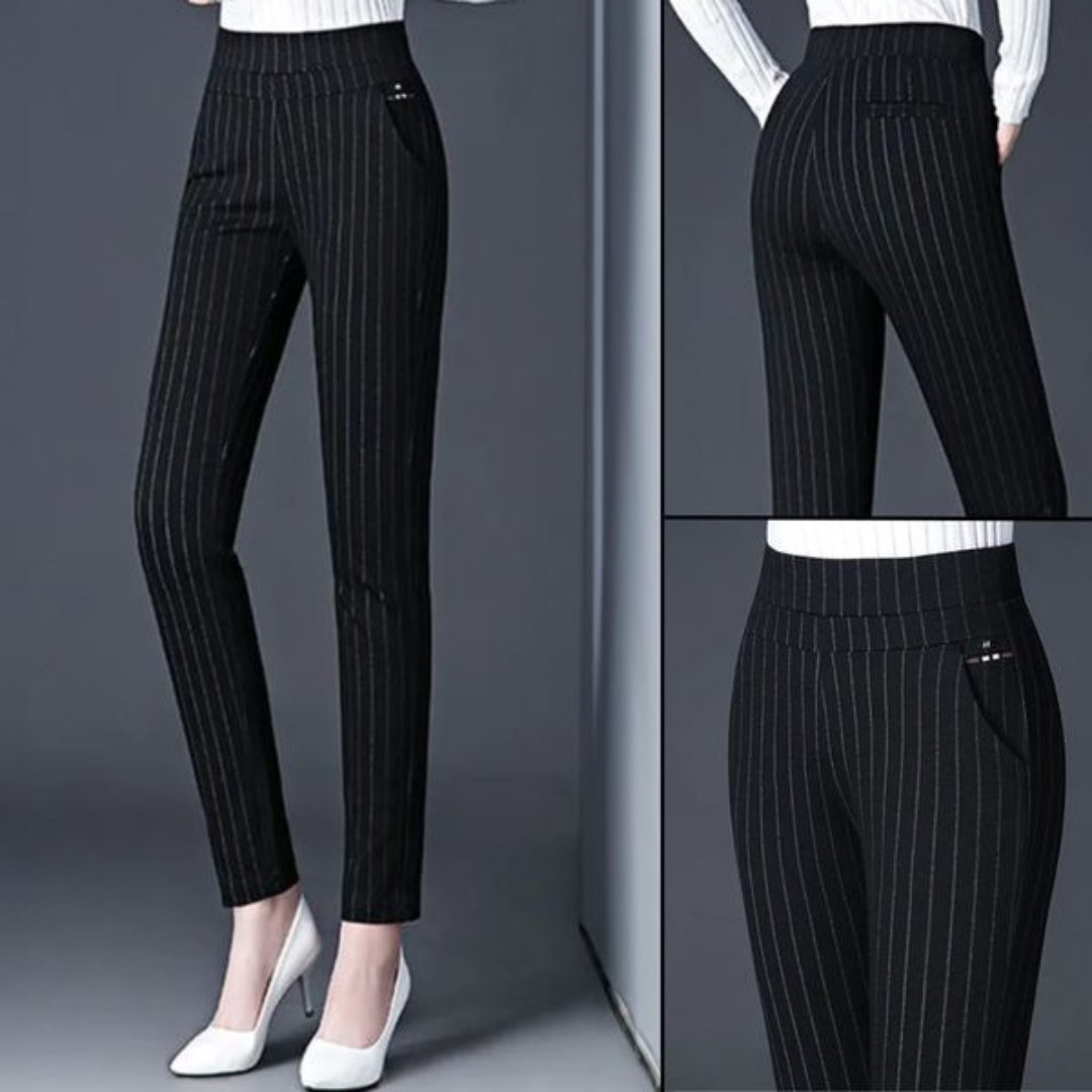 Sophia | Women's Elastic High Waist Straight Trousers