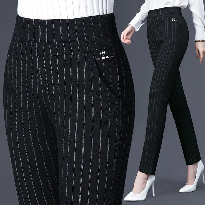 Sophia | Women's Elastic High Waist Straight Trousers