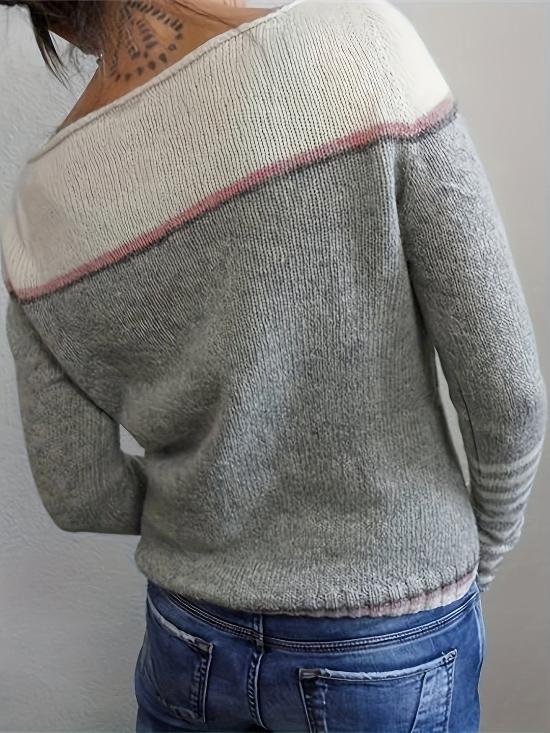 Women's Striped Boat Neck Knit Sweater for Festive Fashion