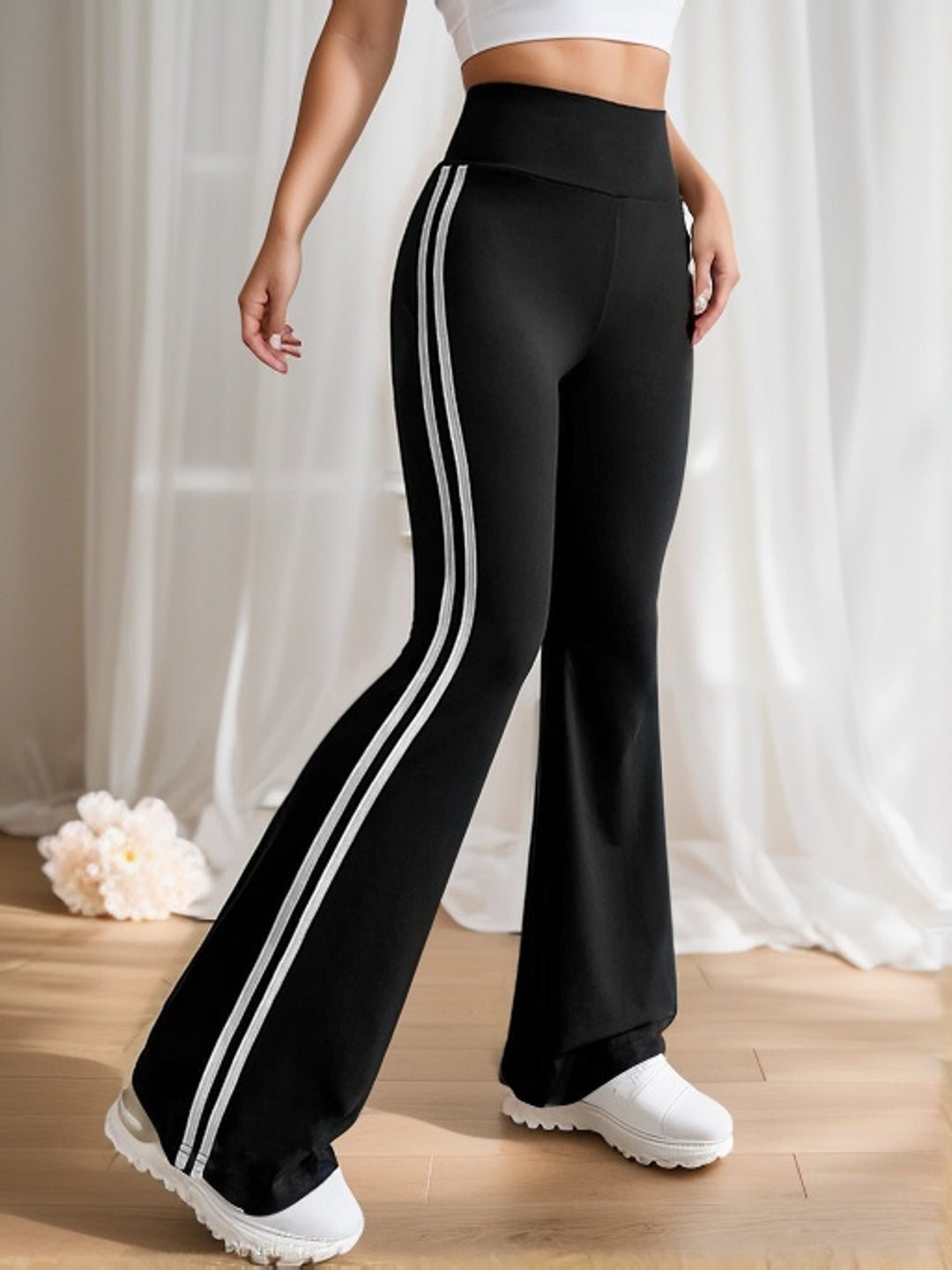 Lucia | Women's Striped High Waist Flared Trousers
