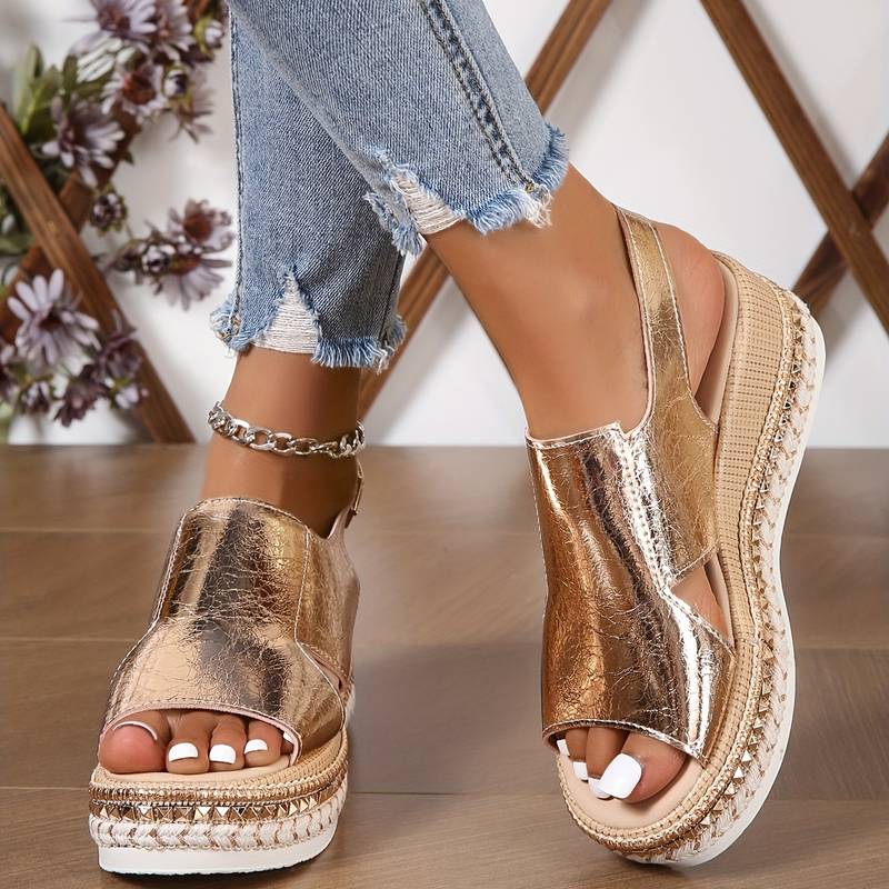 Tilda | Women's Stylish Orthopedic Sandals with Wedge Heel & Fringe