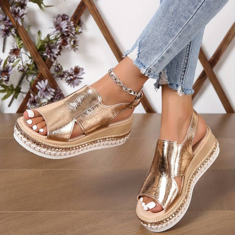 Tilda | Women's Stylish Orthopedic Sandals with Wedge Heel & Fringe