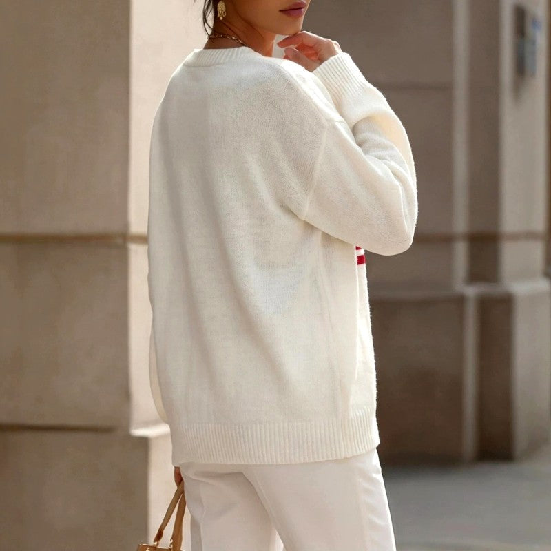 Women's American Flag V-Neck Knit Sweater