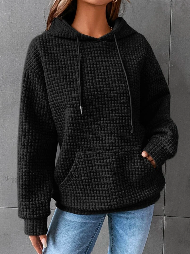 Women's Oversized Textured Hoodie with Kangaroo Pocket