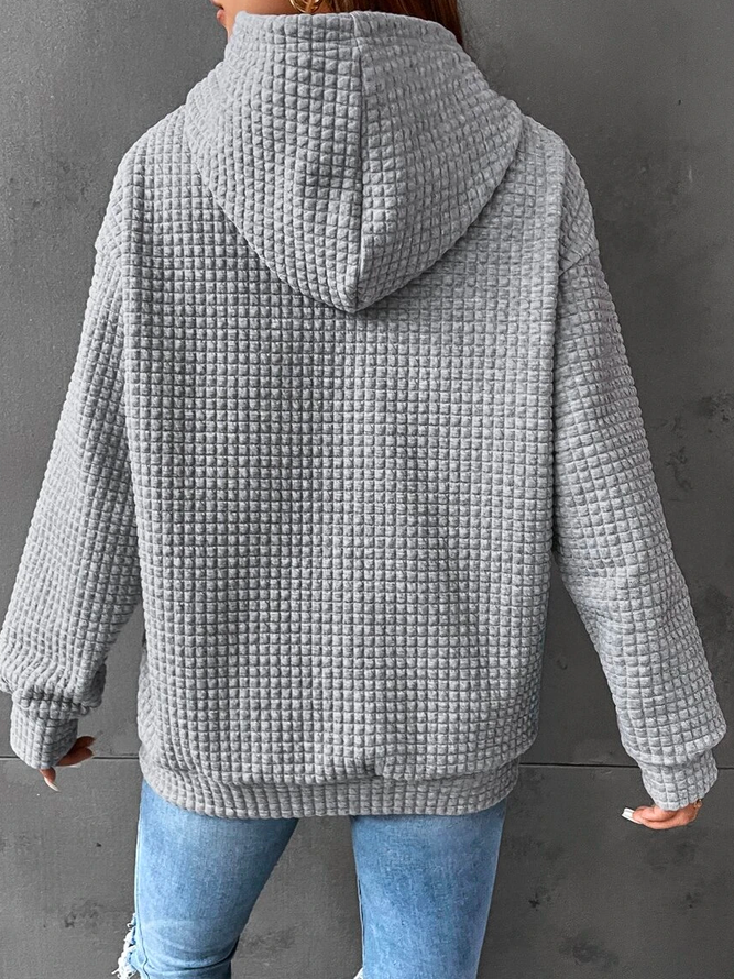 Women's Oversized Textured Hoodie with Kangaroo Pocket