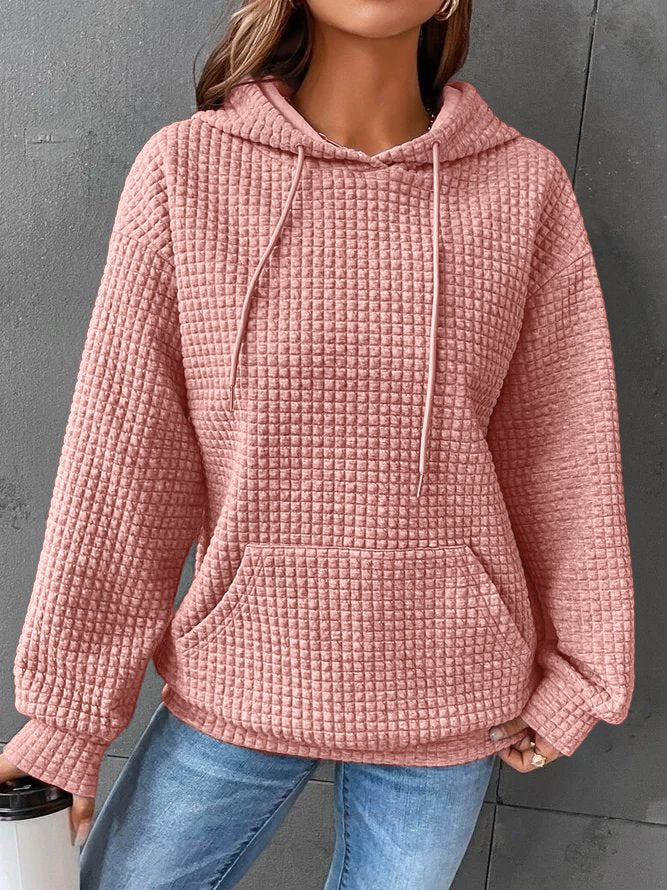 Women's Oversized Textured Hoodie with Kangaroo Pocket