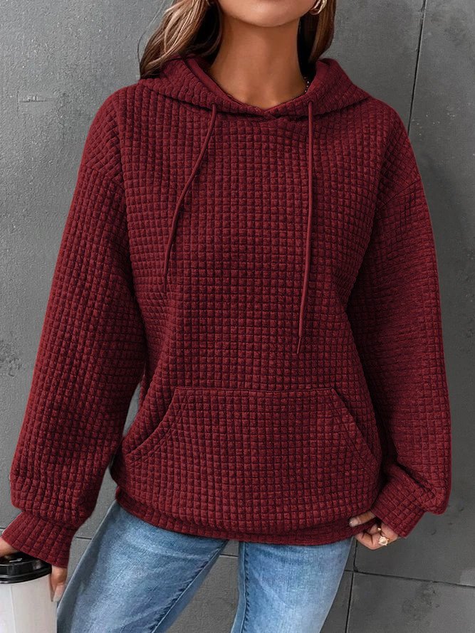 Women's Oversized Textured Hoodie with Kangaroo Pocket