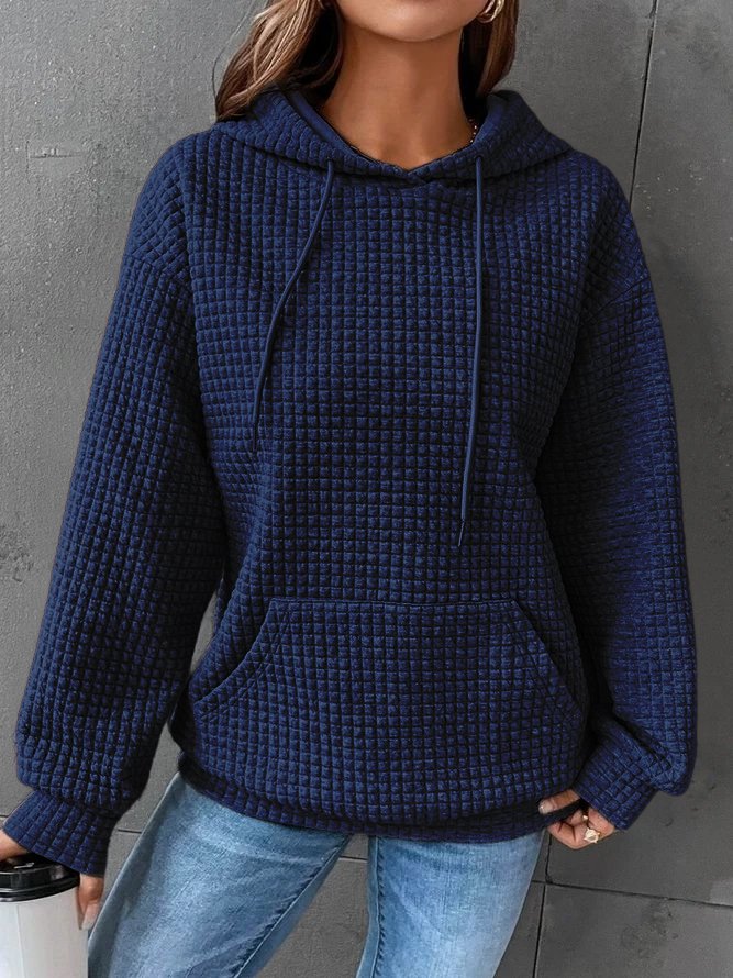 Women's Oversized Textured Hoodie with Kangaroo Pocket