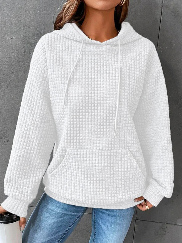 Women's Oversized Textured Hoodie with Kangaroo Pocket