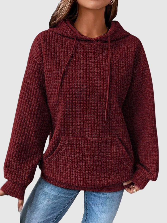 Women's Oversized Textured Hoodie with Kangaroo Pocket