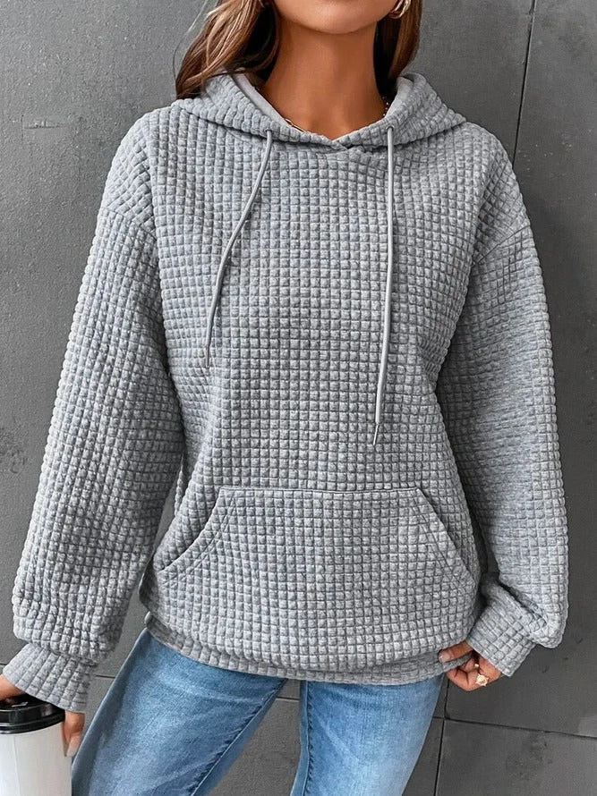 Women's Oversized Textured Hoodie with Kangaroo Pocket