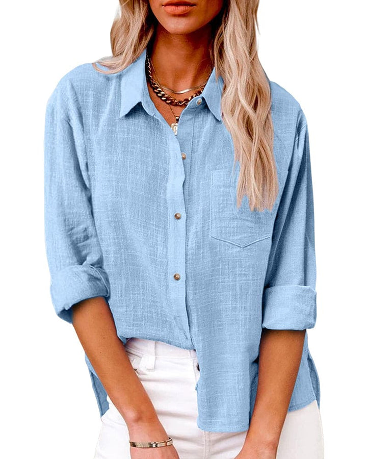 Women's Collared Long Sleeve Button-Up Shirt