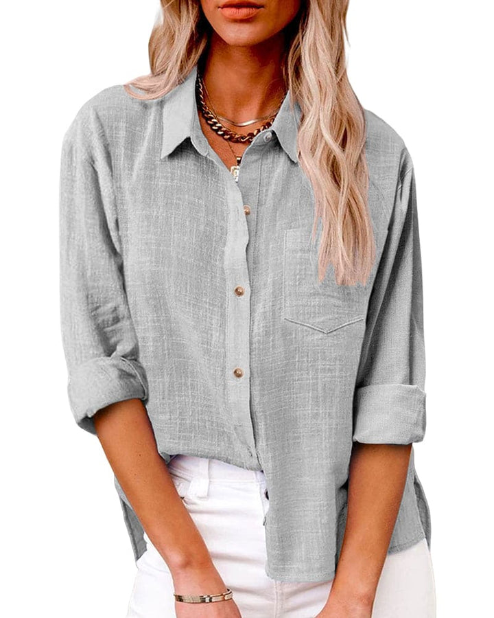 Women's Collared Long Sleeve Button-Up Shirt