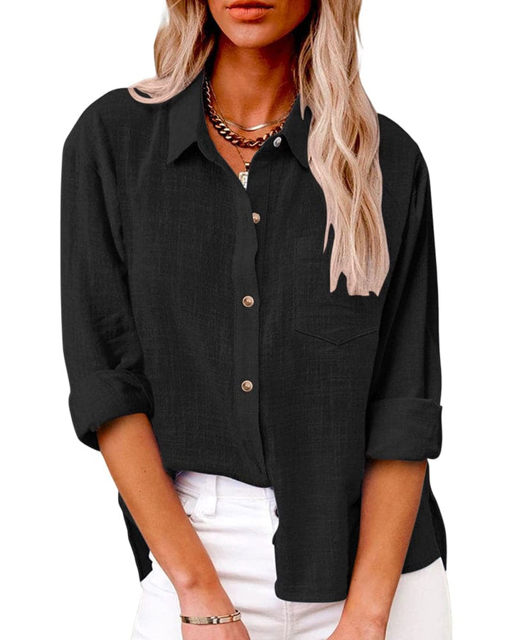 Women's Collared Long Sleeve Button-Up Shirt