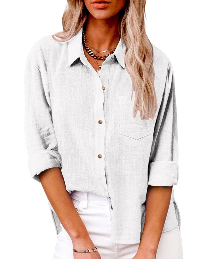 Women's Collared Long Sleeve Button-Up Shirt