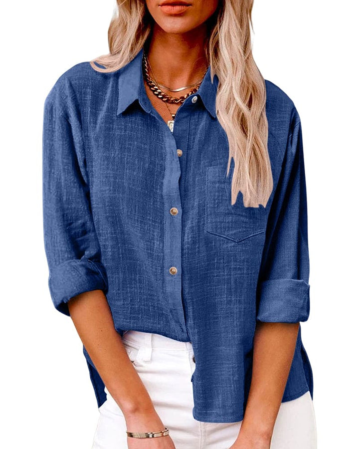Women's Collared Long Sleeve Button-Up Shirt