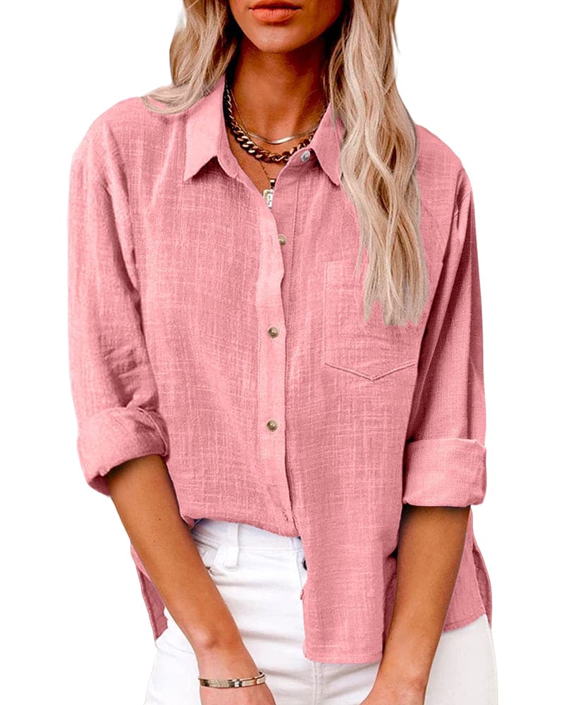 Women's Collared Long Sleeve Button-Up Shirt