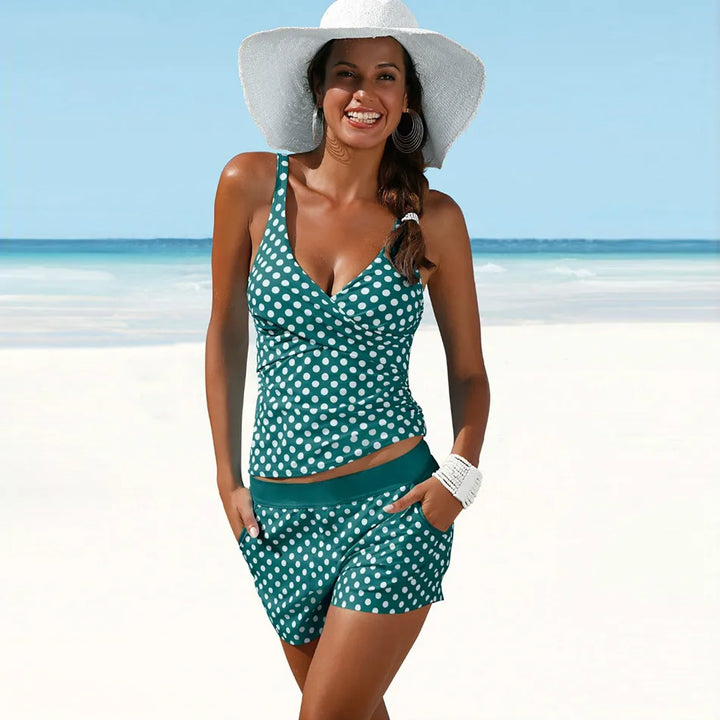 Mireille | Women's Polka Dot Print Tankini Set
