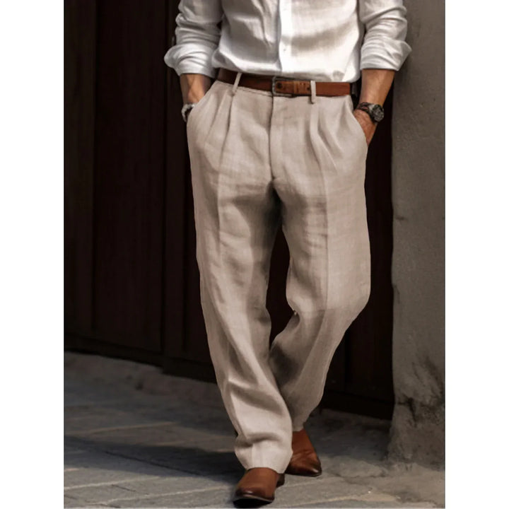 Men's Loose Fit Linen Trousers for Elegant Business Attire