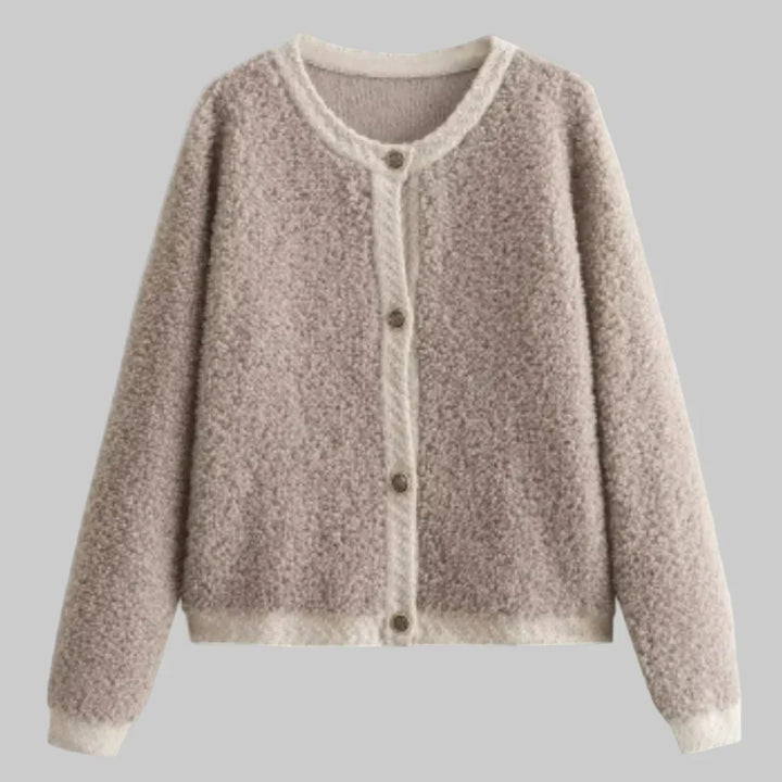 Women's Soft Button Cardigan with Textured Design