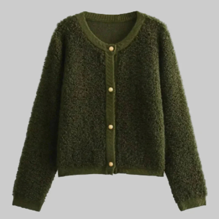 Women's Soft Button Cardigan with Textured Design