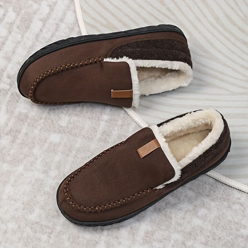 Men's Warm Slip-On Shoes Made of Man-Made Wool