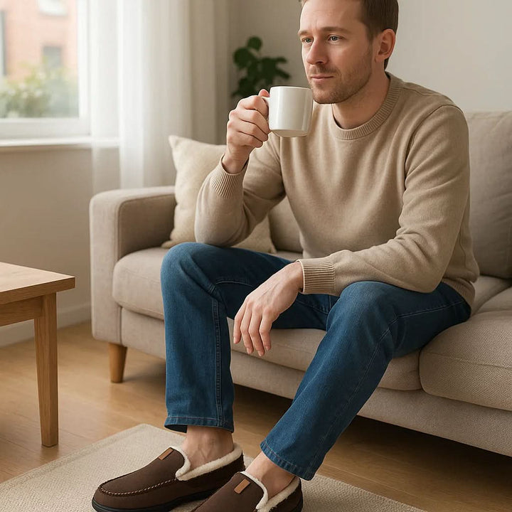 Men's Warm Slip-On Shoes Made of Man-Made Wool
