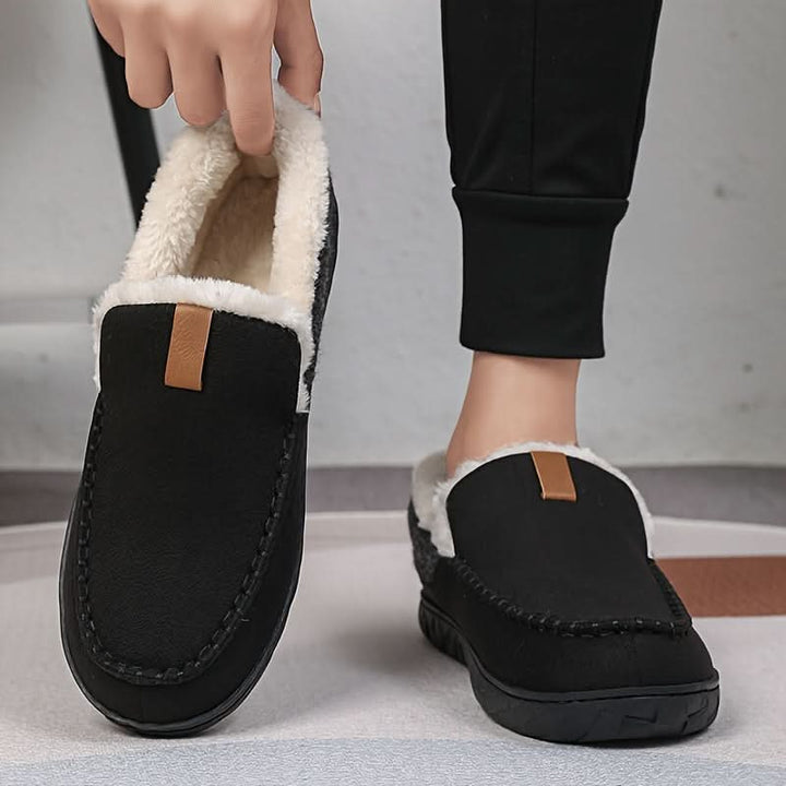 Men's Warm Slip-On Shoes Made of Man-Made Wool