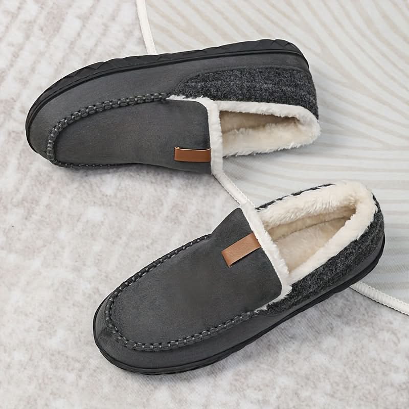 Men's Warm Slip-On Shoes Made of Man-Made Wool