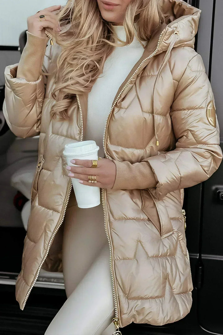 Women's Long Quilted Puffer Jacket with Hood