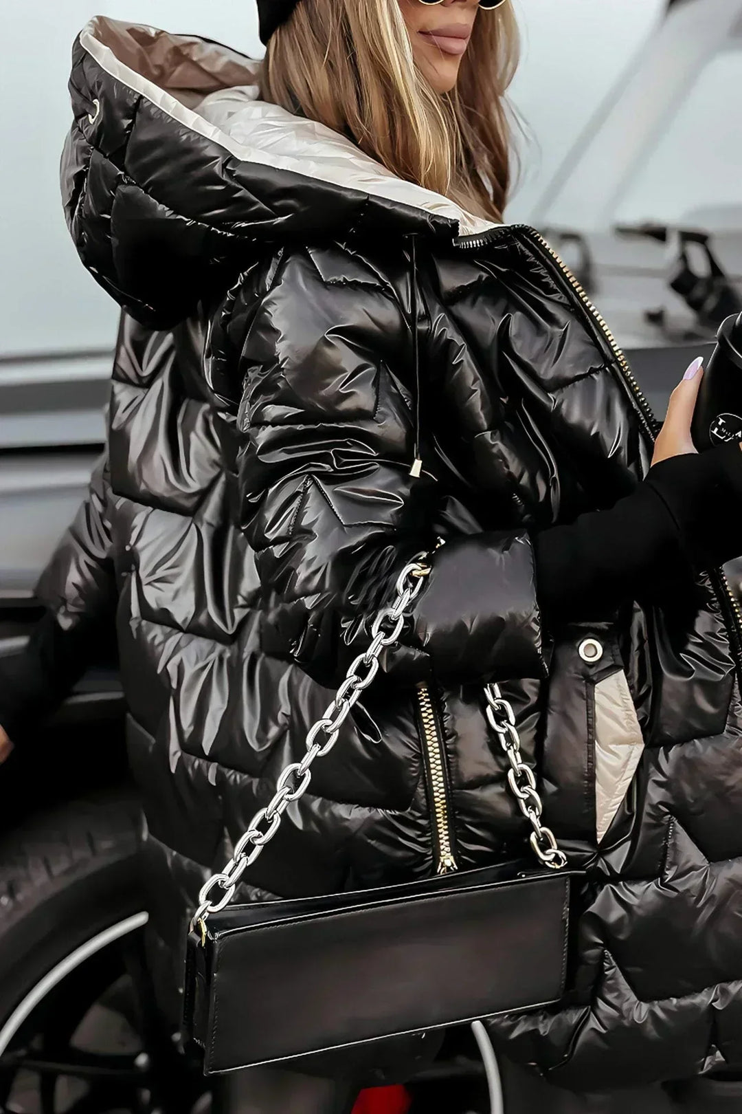 Women's Long Quilted Puffer Jacket with Hood