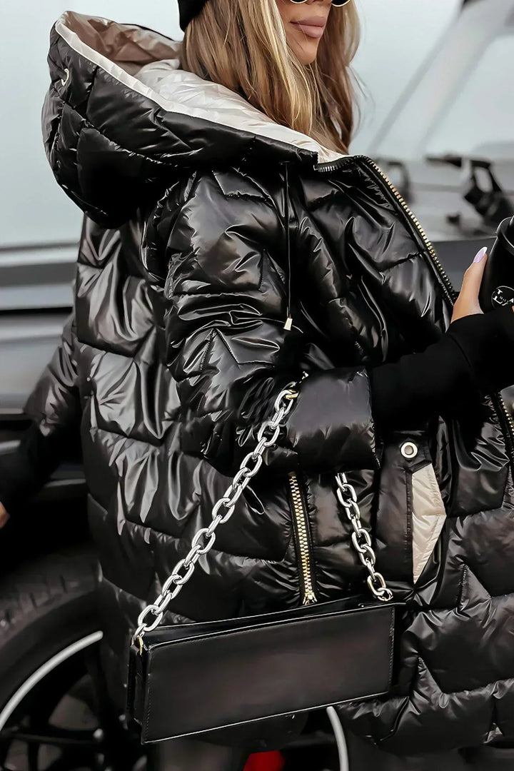 Women's Long Quilted Puffer Jacket with Hood