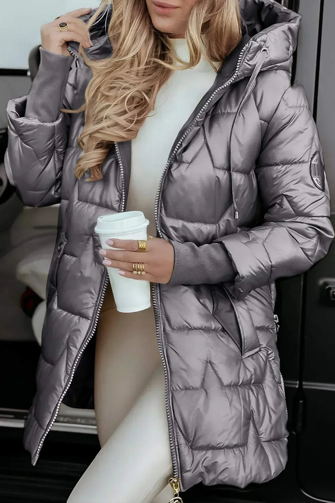 Women's Long Quilted Puffer Jacket with Hood