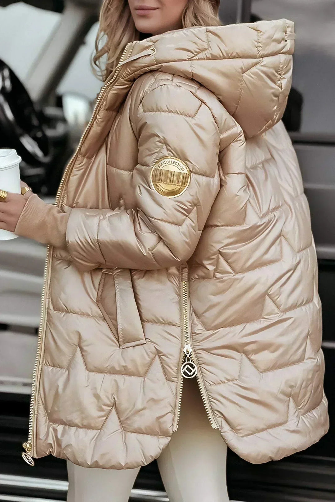Women's Long Quilted Puffer Jacket with Hood