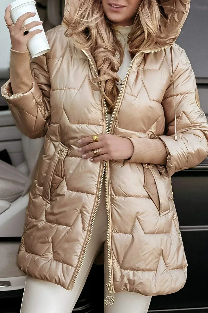 Women's Long Quilted Puffer Jacket with Hood