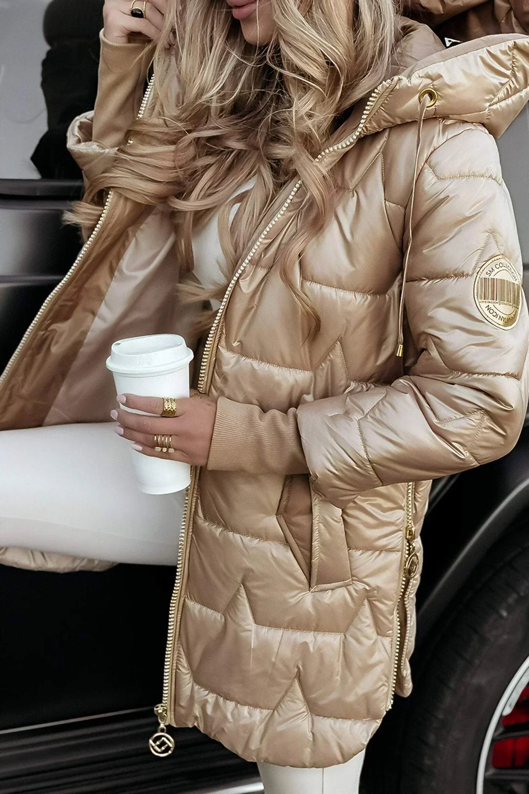 Women's Long Quilted Puffer Jacket with Hood