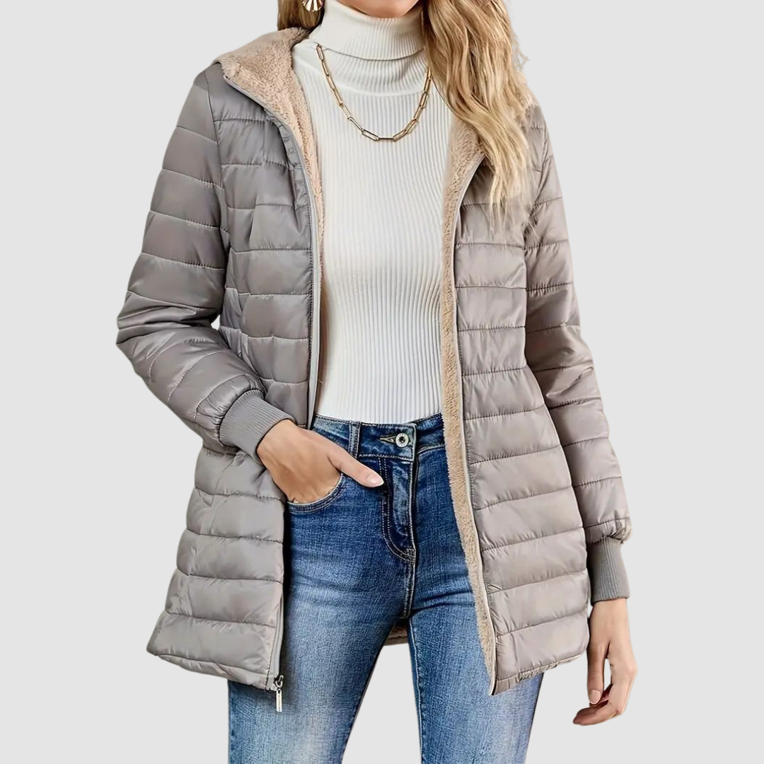 Women's Quilted Puffer Coat with Sherpa Lining