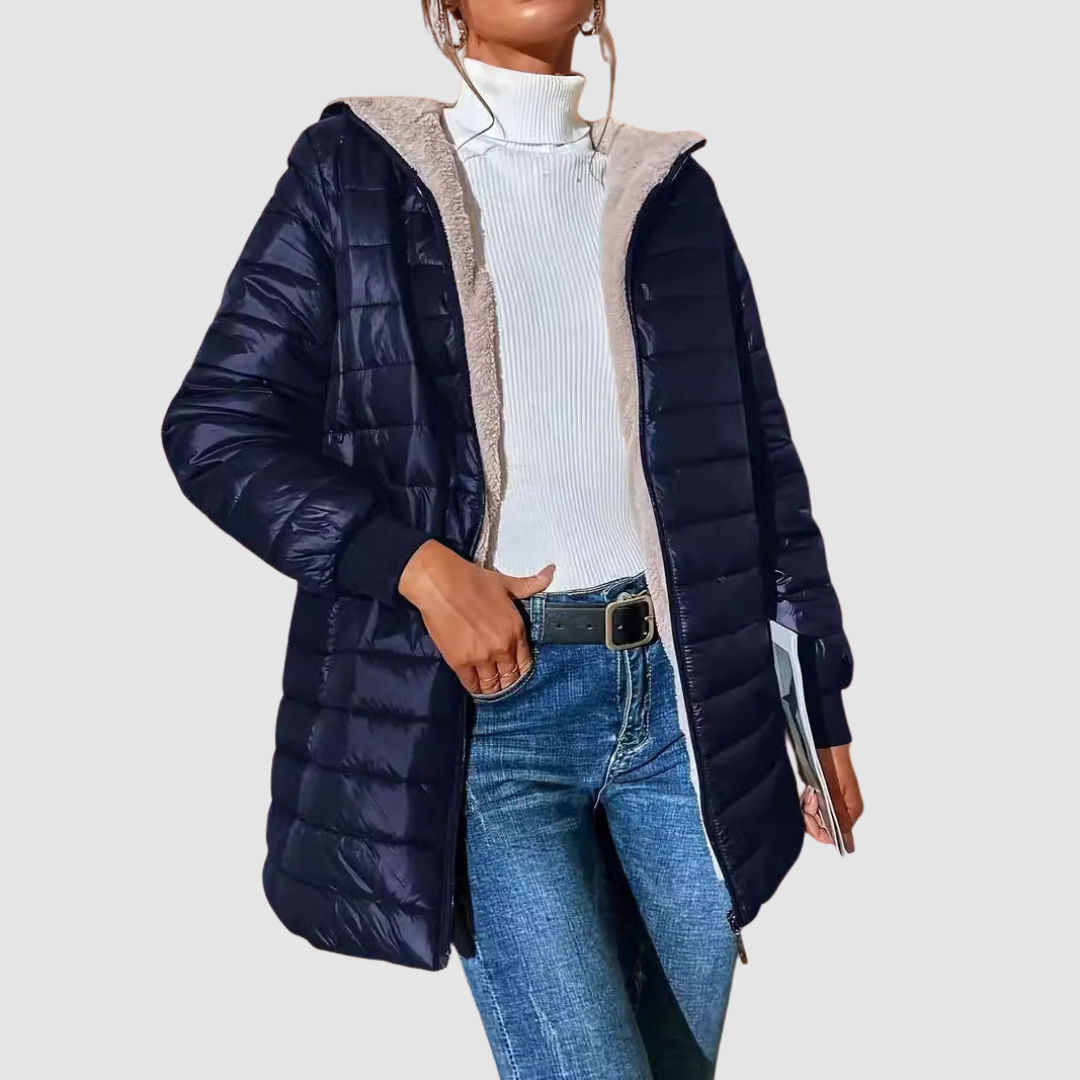 Women's Quilted Puffer Coat with Sherpa Lining