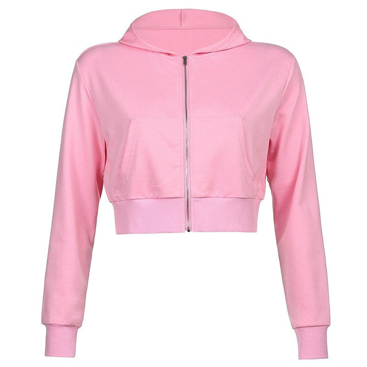 Alina | Women's Trendy Fitted Cropped Zip-Up Hoodie with Hood