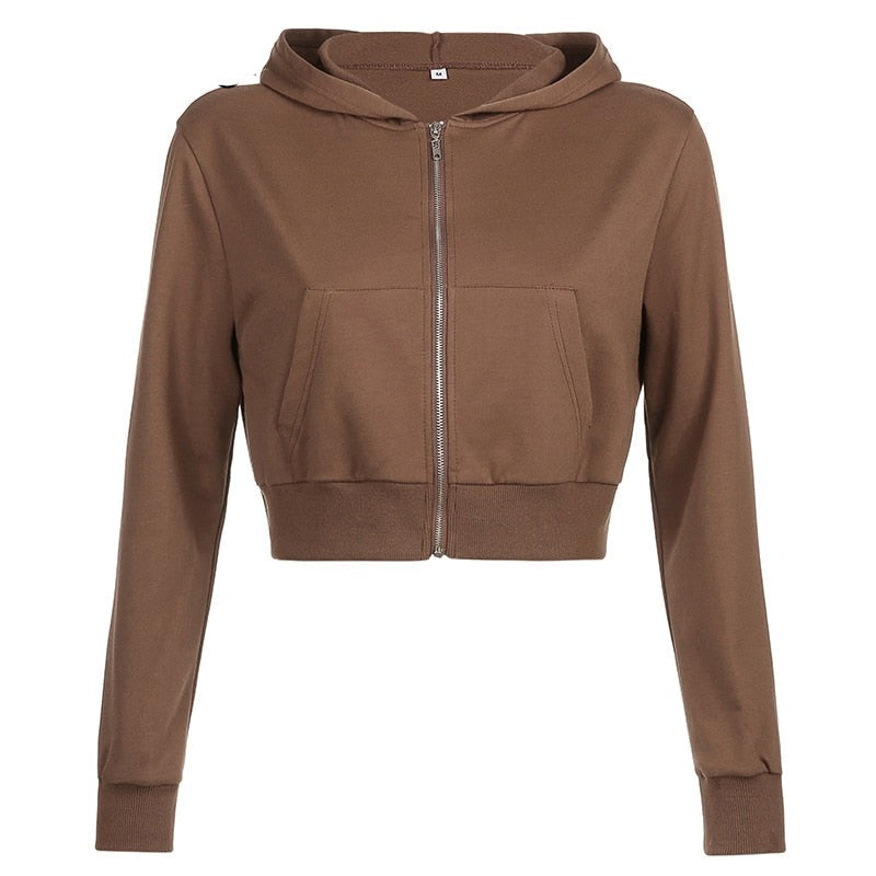 Alina | Women's Trendy Fitted Cropped Zip-Up Hoodie with Hood