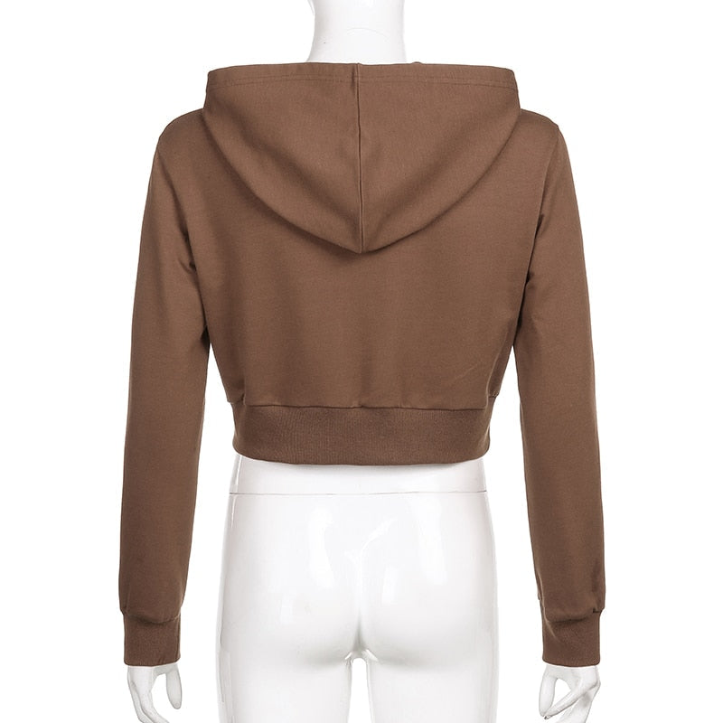 Alina | Women's Trendy Fitted Cropped Zip-Up Hoodie with Hood