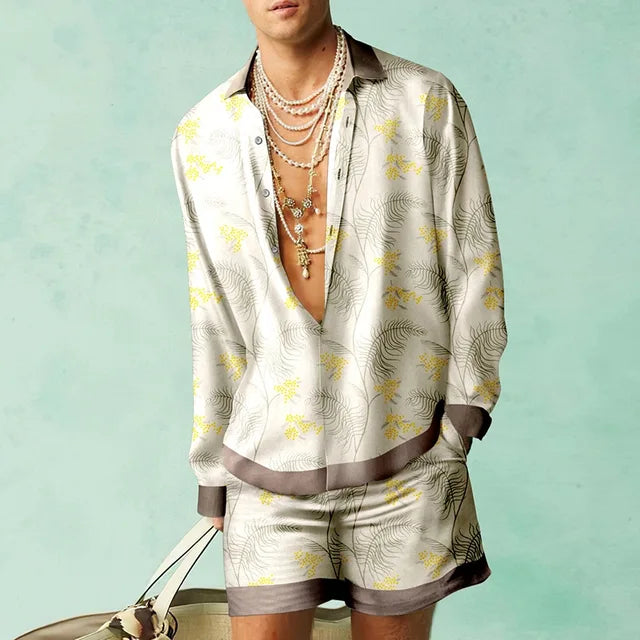 Fabio | Men's Trendy Hawaiian Set with Silk Look