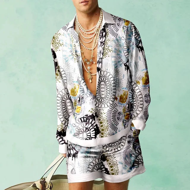Fabio | Men's Trendy Hawaiian Set with Silk Look