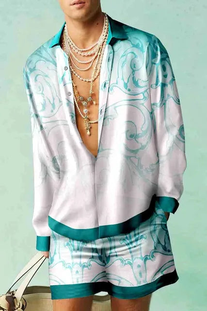 Fabio | Men's Trendy Hawaiian Set with Silk Look